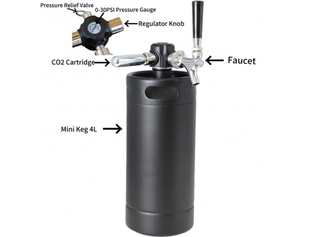 Fût à une paroi de 4L avec Tête de soutirage de CO₂