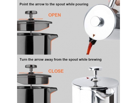 Presse à café 1.5L / Presse française à piston isolée en acier inoxydable