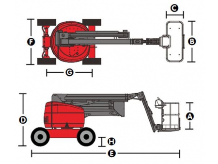 Nacelle à flèche articulée, HZ140RT/HZ140JRT / Nacelle élévatrice automotrice à bras articulés