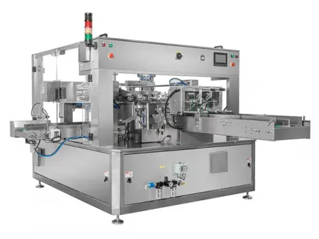 Ensacheuse rotative pour sachets préformés deux pistes