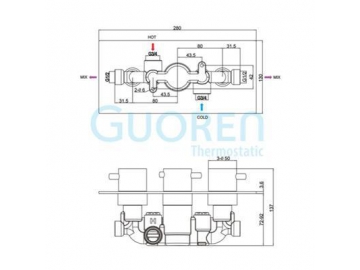 Mitigeur thermostatique encastré mural