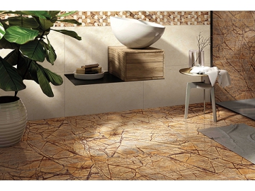 Carrelage de marbre Brun forêt tropicale (poli) (Carrelage en céramique pour mur, carrelage pour sol, carrelage de cuisine, Carrelage en céramique d’intérieur, Carrelage d’extérieur)