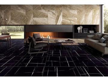 Carrelage imitation marbre - Noir saint Laurent  (Carrelage en céramique pour mur, Carrelage en céramique pour sol, Carrelage d’intérieur, Carrelage pour extérieur)