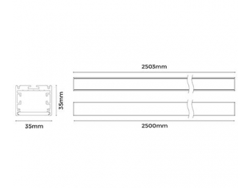 Luminaire linéaire LED courbé pour plafond  AS3535-2500