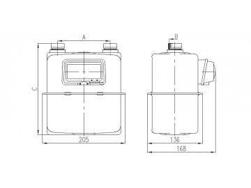 Compteur gaz à membrane, 6m 3 /h