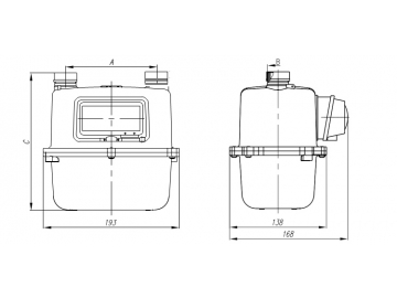 Compteur gaz à membrane, compact en aluminium