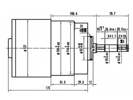 Moteur d'entraînement - à déplacement horizontal 900W (3700 RPM), Moteur sans balais PMDC TF110AH1