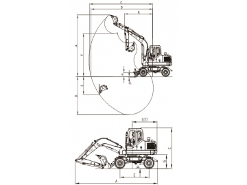 Pelle sur pneus / Pelle hydraulique sur pneus / Pelleteuse sur pneus, FK35-9L