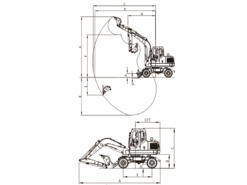 Pelle sur pneus / Pelle hydraulique sur pneus / Pelleteuse sur pneus, FK70-9L