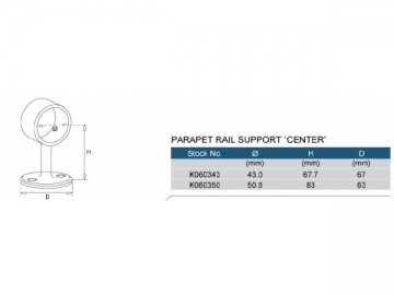 Support plat inox ouvert pour main courante