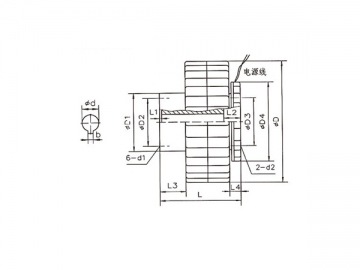 Embrayage rotatif à poudre magnétique (Bride d’entrée /Arbre creux de sortie /Support d’arbre creux)