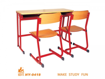 Table et chaise double pour école