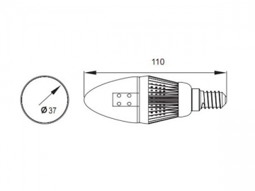 Ampoule flamme à LED E14 - culot doré