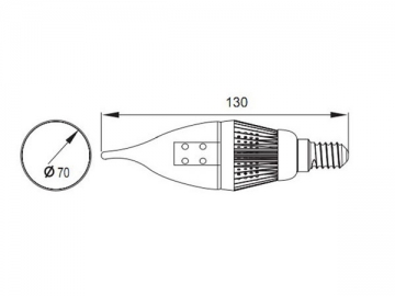 Ampoule flamme à LED E14 - culot doré