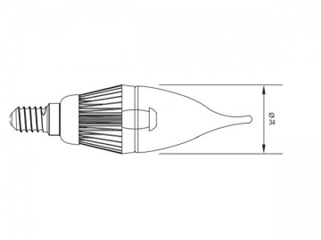 Ampoule flamme à LED E14 - culot doré