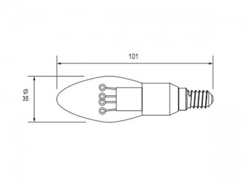 Ampoule flamme à LED E14 - culot argenté