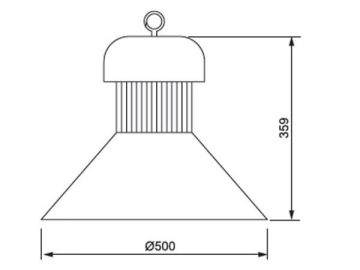 Luminaire grande hauteur avec abat-jour