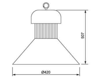 Luminaire grande hauteur avec abat-jour