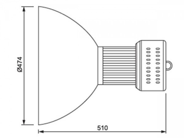 Luminaire grande hauteur avec abat-jour