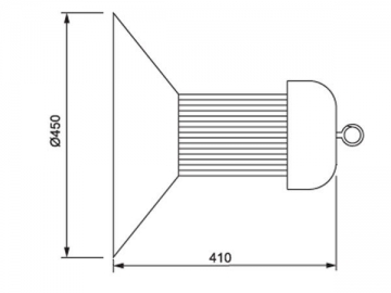 Luminaire grande hauteur avec abat-jour