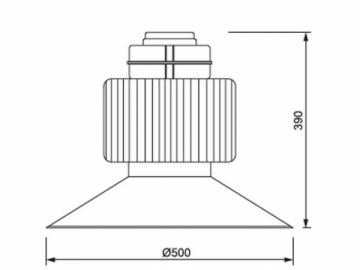 Luminaire grande hauteur avec abat-jour