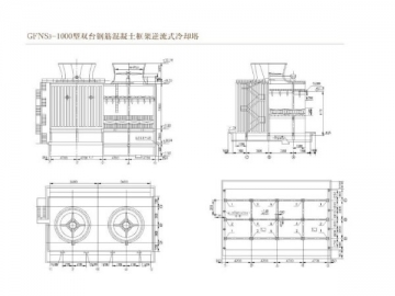 <strong>Tour de refroidissement</strong> à contre courant GFNS3 <small>(structure renforcée avec béton, plastique renforcé de fibres)</small>