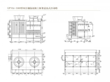 <strong>Tour de refroidissement</strong> à contre courant GFNS3 <small>(structure renforcée avec béton, plastique renforcé de fibres)</small>