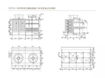 <strong>Tour de refroidissement</strong> à contre courant GFNS3 <small>(structure renforcée avec béton, plastique renforcé de fibres)</small>