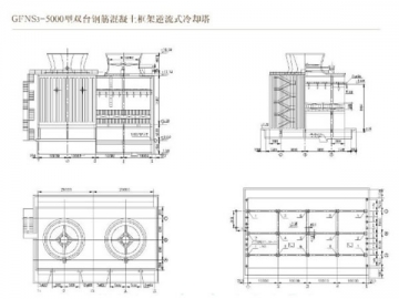 <strong>Tour de refroidissement</strong> à contre courant GFNS3 <small>(structure renforcée avec béton, plastique renforcé de fibres)</small>