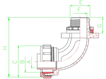 <strong>Connecteur en plastique</strong> 90° <small>(étanche)</small>
