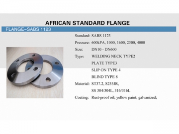 Bride plate (norme SABS 1123)